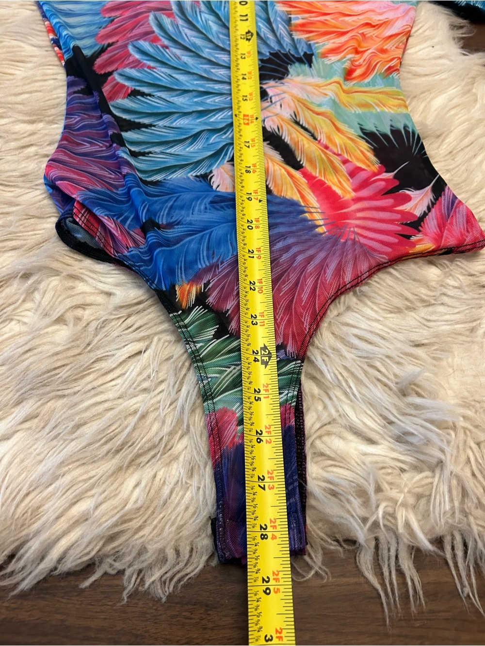 SPIRITHOODS Feather Print Mesh Mockneck Bodysuit - Picture 11 of 11